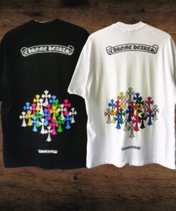 Chrome Hearts Multi Color Cross Scroll Black Tee