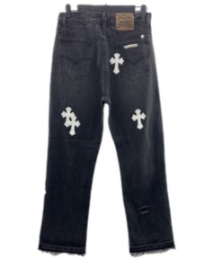 Chrome Heart Cross Stitched Jeans Lather