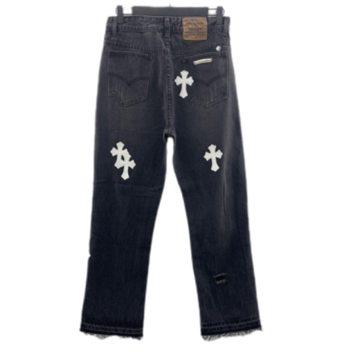 Chrome Heart Cross Stitched Jeans Lather