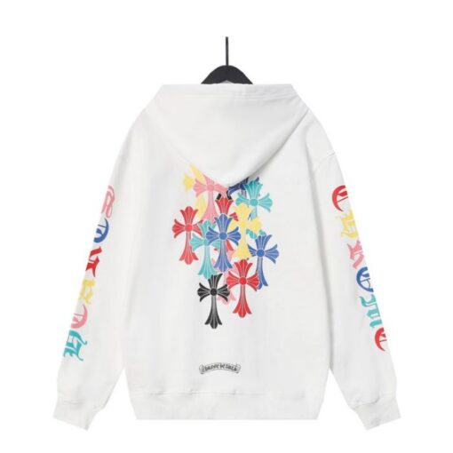 Chrome Hearts Colorful Cross Zip Up White Hoodie