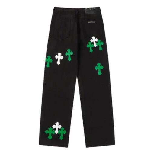 Chrome Hearts Cross Green White Patch Jeans