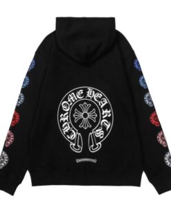 Chrome Hearts Floral Sleeve Zip Up Black Hoodie