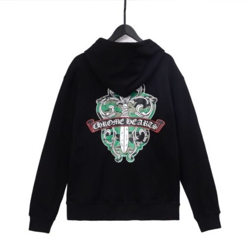 Chrome Hearts Green Sword Sanskrit Zip Hoodie